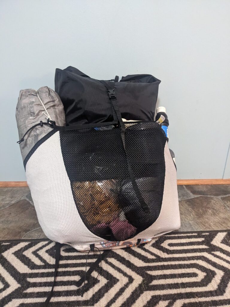 hiking Backpack all packed up.