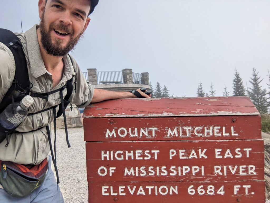 ME at Mt. Mitchel summit sign